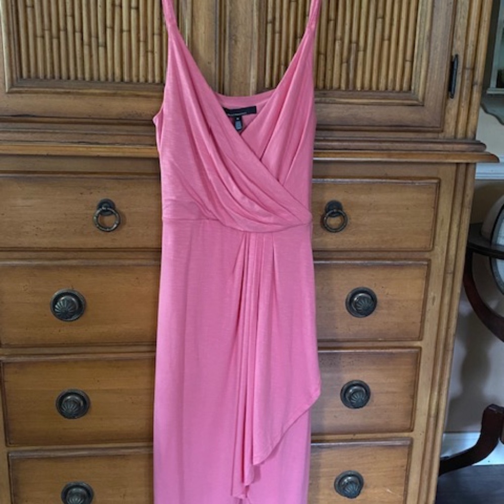 White House Black Market Pink Draped Strapless Maxi Dress